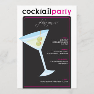 Invitation moderne de cocktail (fuschia)