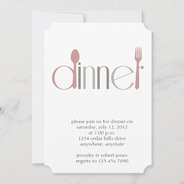 Invitation moderne de dîner de cuillère et de (Devant)