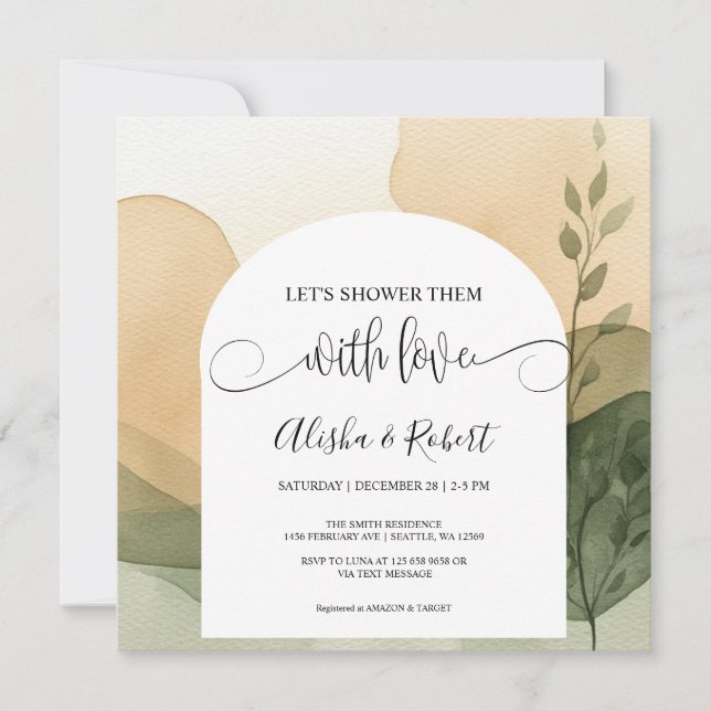 Invitation moderne de douche de couple en terre cu (Devant)