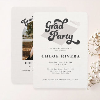 Invitation moderne de fête de fin d'études avec ph