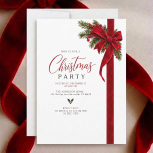 Invitation moderne de fête de Noël avec ruban en v