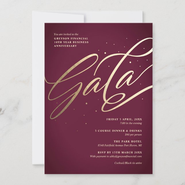 Invitation Moderne de Gala (Devant)