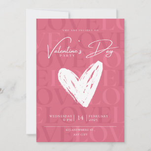 Invitation moderne de la Saint-Valentin rose et bl