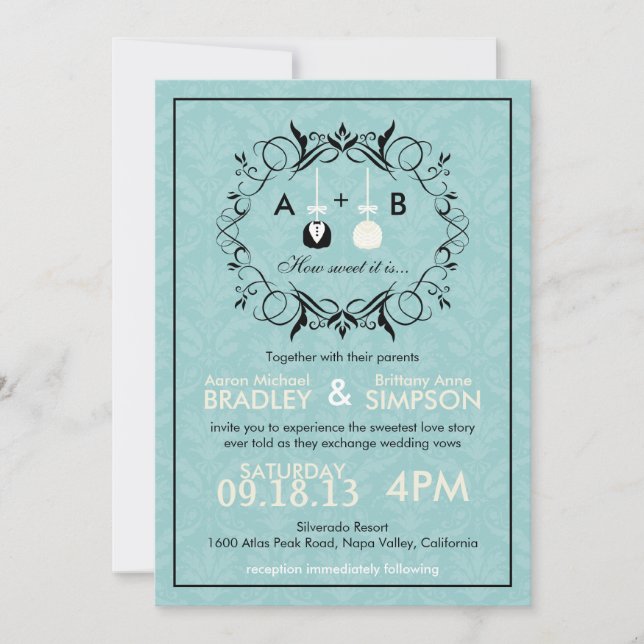 Invitation moderne de mariage de Cakepop de (Devant)