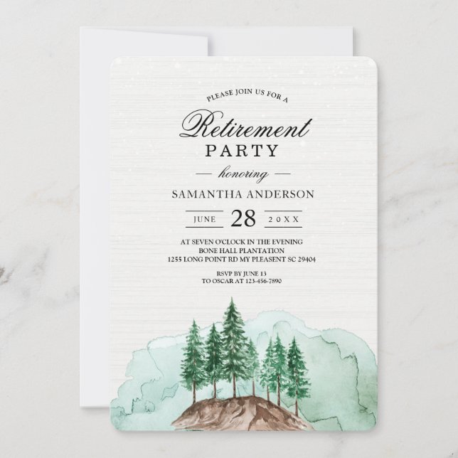 Invitation Moderne de Nature Verte de Forêt d'Aqua (Devant)