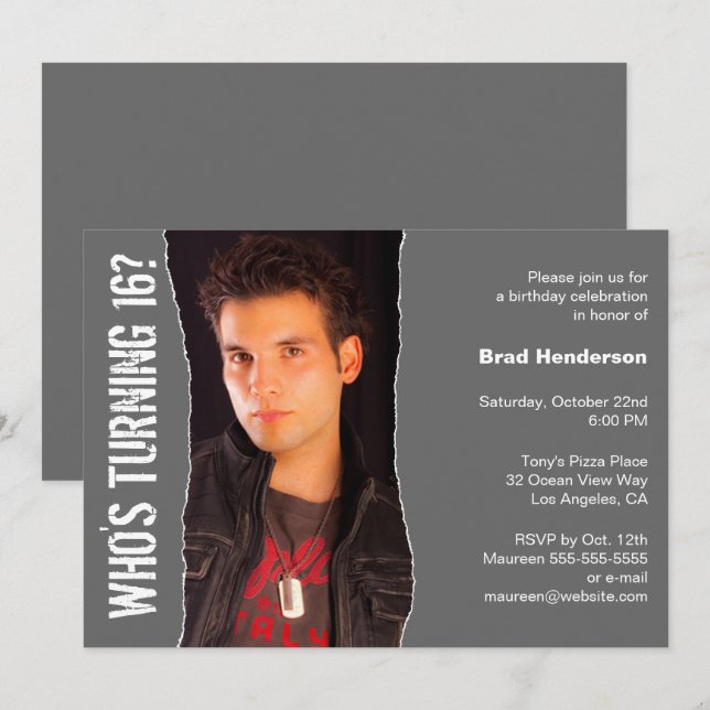 Invitation moderne de photo de fête d'anniversaire (Devant / Derrière)