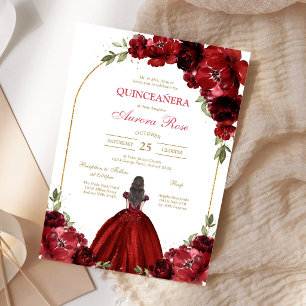 Invitation moderne de Quinceanera florale à la ros