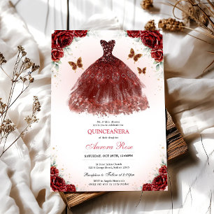Invitation moderne de Quinceanera florale à la ros