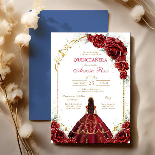Invitation moderne de Quinceanera florale à la ros