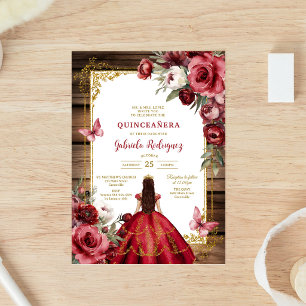 Invitation moderne de Quinceanera florale à la ros
