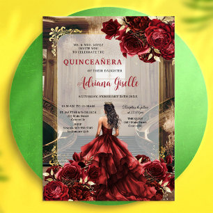 Invitation moderne de Quinceanera florale à la ros