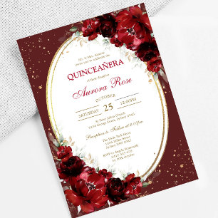 Invitation moderne de Quinceanera florale à la ros