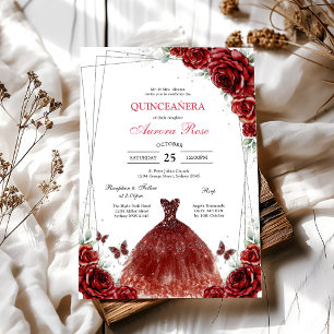 Invitation moderne de Quinceanera florale à la ros