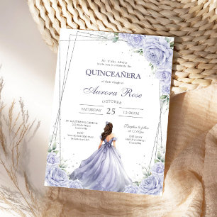 Invitation moderne de Quinceanera florale lilas