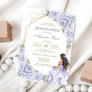 Invitation moderne de Quinceanera florale lilas