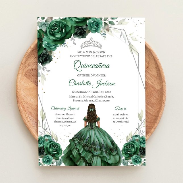 Invitation moderne de Quinceanera verte (Créateur téléchargé)