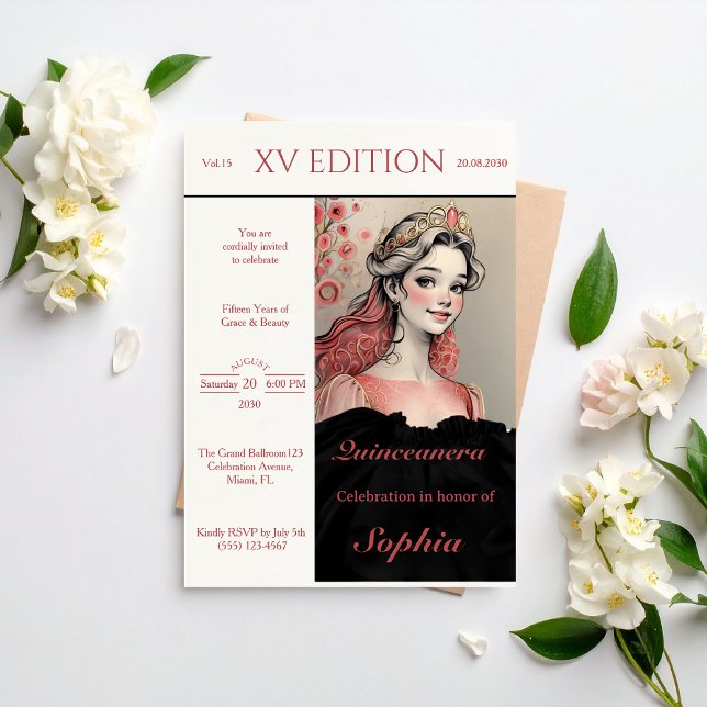 Invitation moderne de Quinceañera XV (Créateur téléchargé)