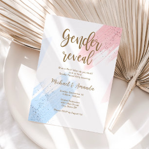 Invitation Moderne de Révélation du Sexe de Bébé M