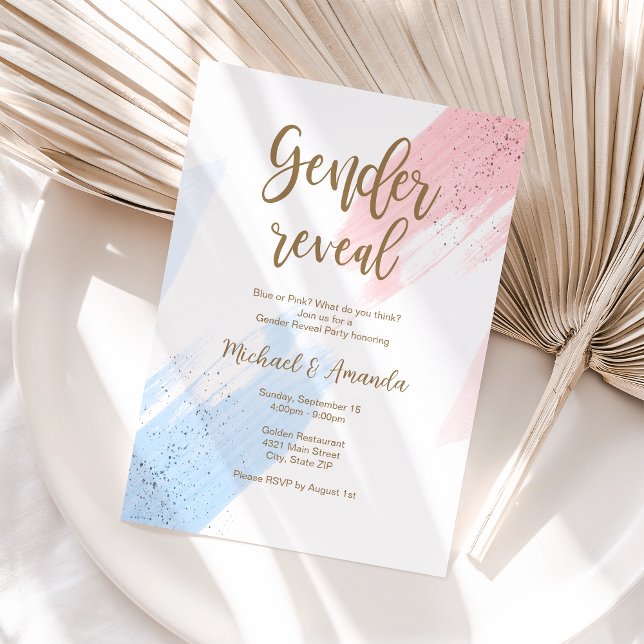 Invitation Moderne de Révélation du Sexe de Bébé M (Gender Reveal Party Invitation)