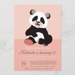 Invitation moderne de rose d'ours panda