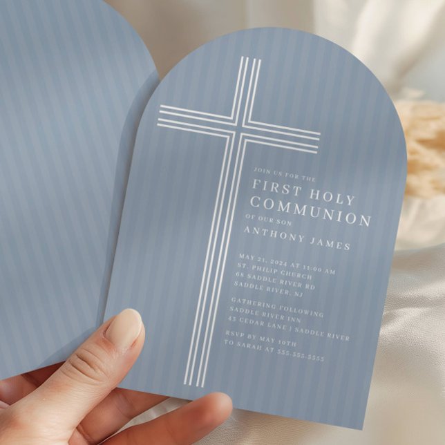 Invitation moderne de Sainte Communion avec croix (Créateur téléchargé)