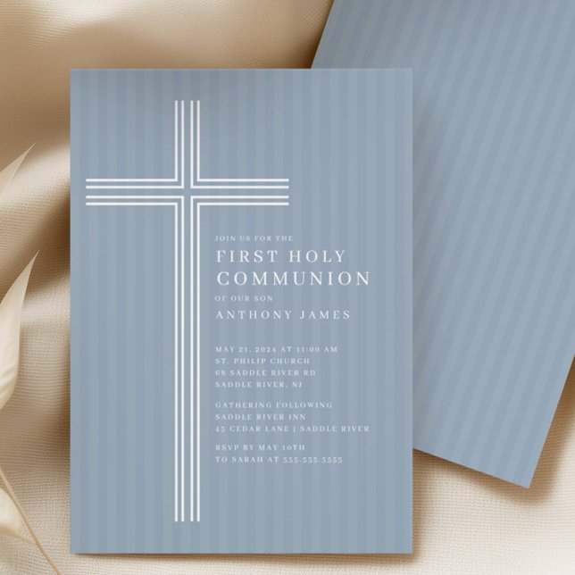 Invitation moderne de Sainte Communion avec croix (Créateur téléchargé)