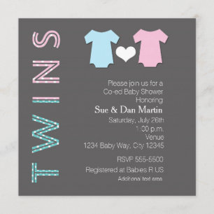 Invitation moderne de TWINS Boy and Girl Baby show