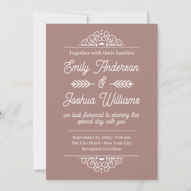 Invitation Moderne Déco | Élégant mariage en or rose (Devant)