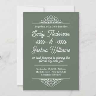 Invitation Moderne Déco | Élégant mariage vert et blanc