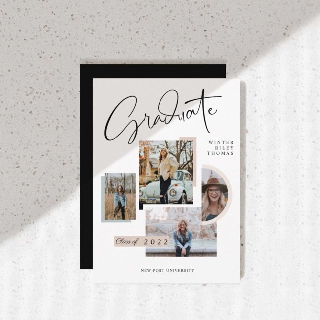 Invitation Moderne Design Graduation Quatre Photo Collage Gra (Créateur téléchargé)