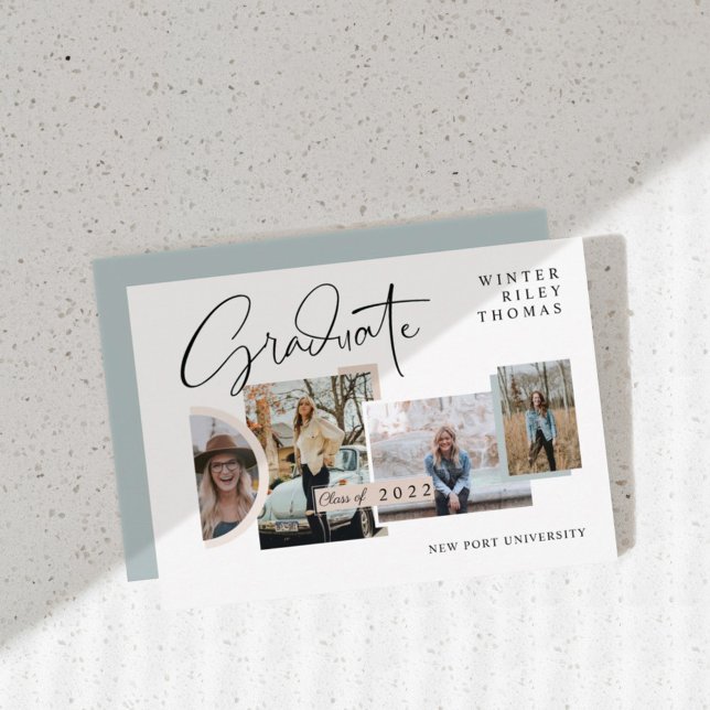 Invitation Moderne Design Graduation Quatre Photo Collage Gra (Créateur téléchargé)