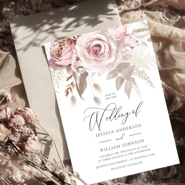 Invitation Moderne design tendance Dusty Rose Blush Mariage (Créateur téléchargé)