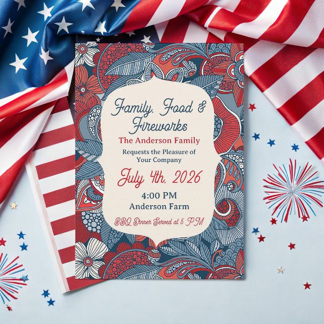 Invitation moderne du 4 juillet dans le style Amer (Créateur téléchargé)