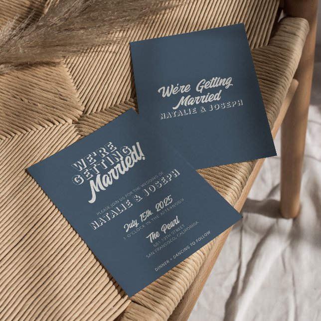 Invitation Moderne Dusty Blue Bold Whimsical Boho Mariage (Créateur téléchargé)