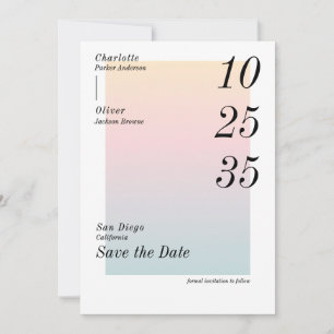 Invitation Moderne Économisez la Date Aquarelle Colorée