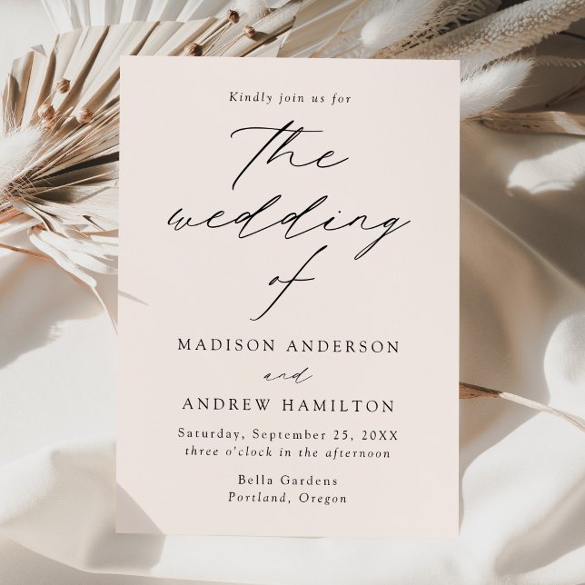 Invitation Moderne Écriture Élégante Crème Mariage (Créateur téléchargé)