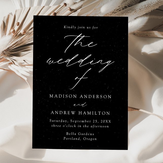 Invitation Moderne Écriture Mariage Noir et Blanc Tacheté (Créateur téléchargé)
