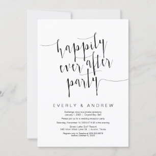 Invitation Moderne écriture noire éditable, Mariage en fuite