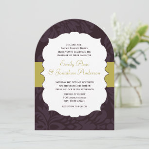 Invitation moderne Eggplant et Lime Mariage damass