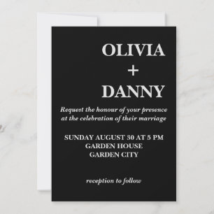 Invitation Moderne Elegance Luxury Mariage noir et blanc
