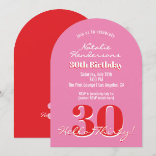 Invitation Moderne Élégant 30e Anniversaire Rose Rouge Minima