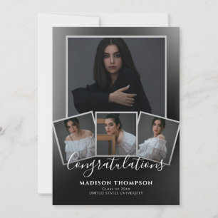 Invitation Moderne Elegant 4 Photo Graduation Party Invitatio