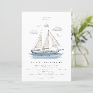 Invitation Moderne Elegant Aquarelle Voile Mariage