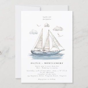 Invitation Moderne Elegant Aquarelle Voile Mariage