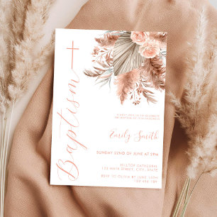 Invitation Moderne Elégant Boho Floral Baptism