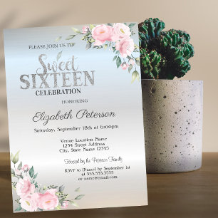 Invitation Moderne Elegant Bokeh Floral Sweet 16