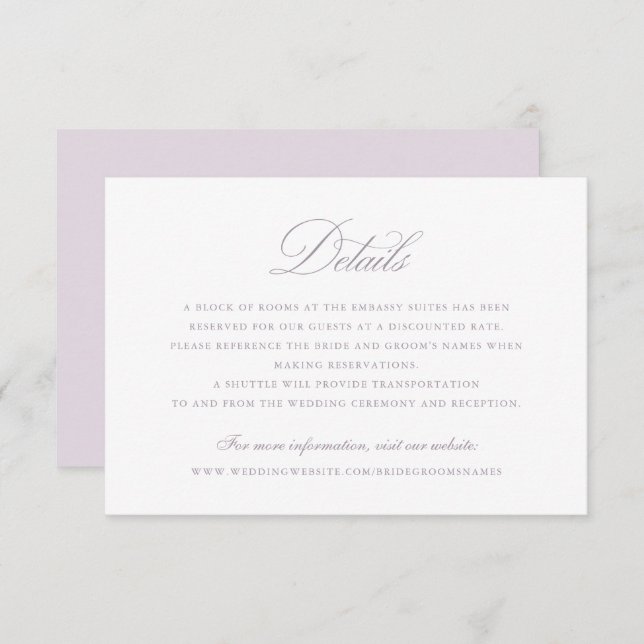 Invitation Moderne Elegant Calligraphie Script Détails Mariag (Devant / Derrière)