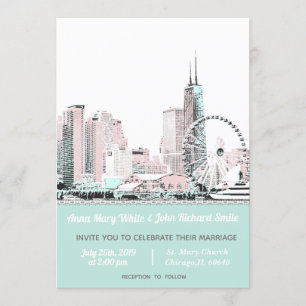 Invitation Moderne Elegant Chicago City Skyline
