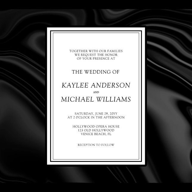 Invitation Moderne Elegant Classique Mariage noir et blanc (Créateur téléchargé)
