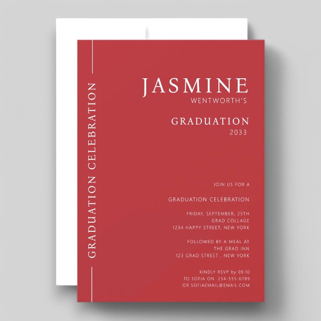 Invitation Moderne élégant et élégant diplômé en typographie (modern simple elegant classy typography grauation invitation class of )